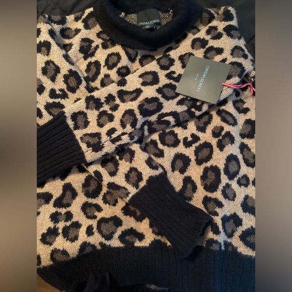 Cynthia Rowley Mock Neck Leopard Print Sweater (NWT) - Picture 2 of 5